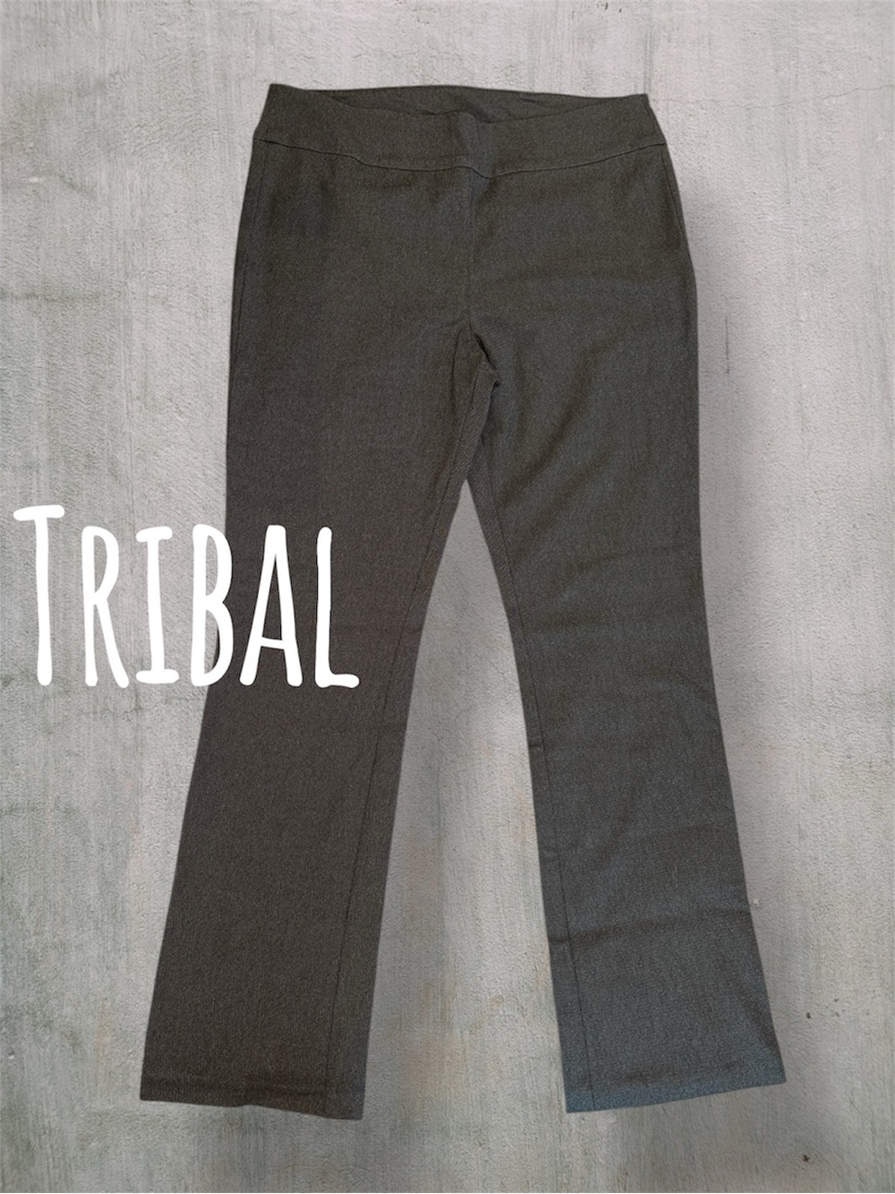 Tribal Charcoal Gray Textured Pull-On Career Trousers Size 16